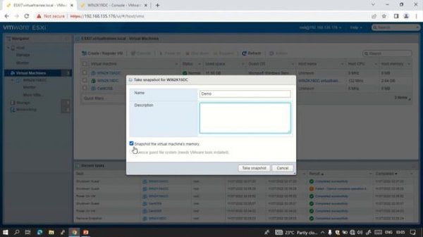 How to take  virtual machine snapshot and restore in VMware vSphere ? | Snapshot explanation in ESX