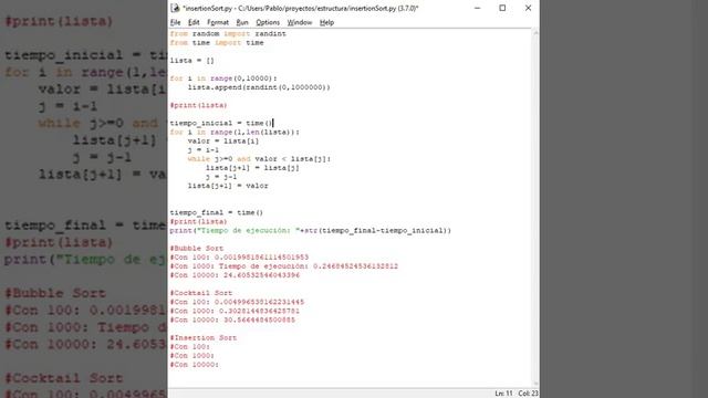 Insertion Sort en Python 3 смотреть онлайн
