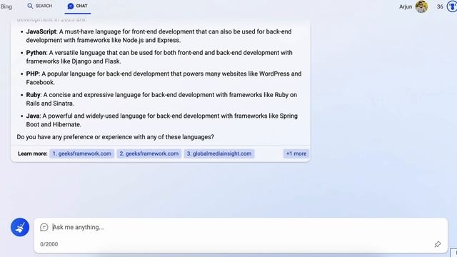 First look of Bing AI chat asking programming questions смотреть онлайн