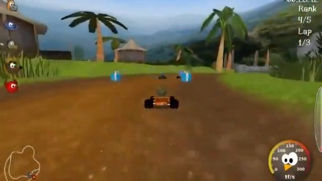 Бесплатные игры онлайн SuperTuxKart Весёлые гонки на картах, игры для детей смотреть онлайн
