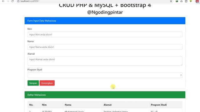 CARA Membuat CRUD dengan PHP & MySQL + Bootstrap 4 dalam 1 Halaman #bag.[1/2] | Tutorial PHP MySQL смотреть онлайн