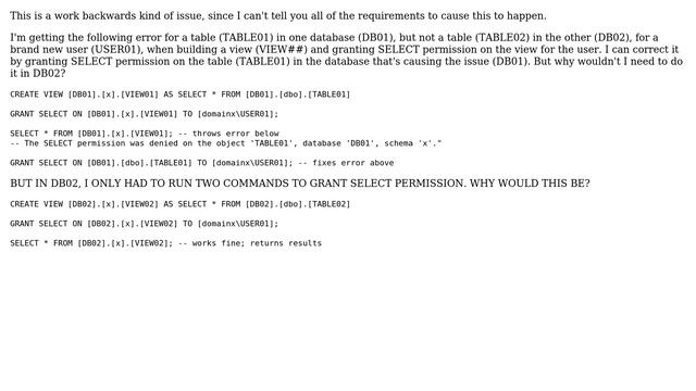 Databases: What would cause "SELECT permission denied" for an object? смотреть онлайн