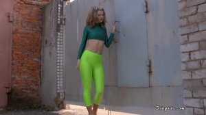 Jenia in green spandex