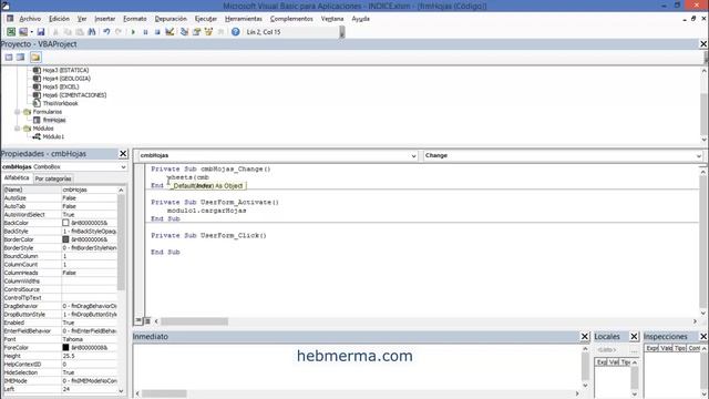 COMO LLAMAR FORMULARIO DE INDICE EN EXCEL CON VISUAL BASIC | CARGAR HOJAS | #HebMERMA смотреть онлайн