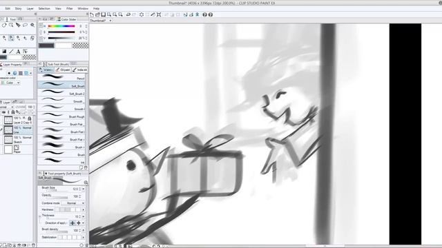 #004 Realtime thumbnail sketch, Snowman and little girl. (50 min) смотреть онлайн
