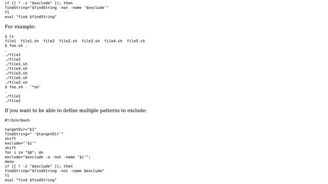 Unix & Linux: How to exclude files/directories from find using program argument in bash? смотреть онлайн