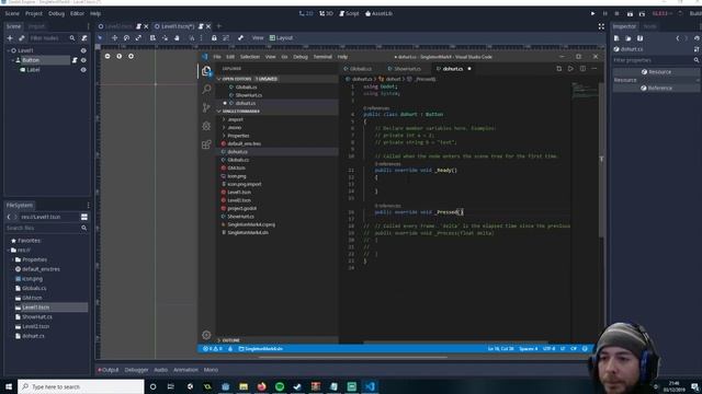 Godot C# singleton tutorial, change scenes retain global vars. смотреть онлайн