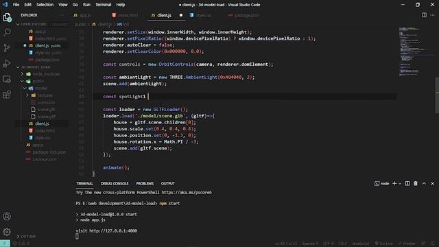 How to load 3D model in the browser using Three.js || Use Three.js with Node.js смотреть онлайн