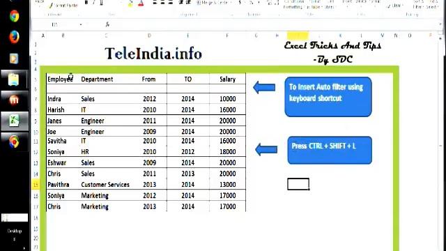 Excel Tutorial Short Cut for Insert Auto Filter -- "CTRL + SHIFT + L " смотреть онлайн