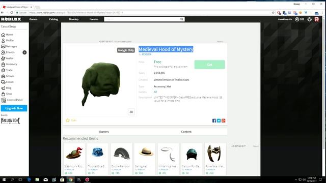 How to get the Medieval Hood of Mystery ROBLOX (PC FREE) смотреть онлайн