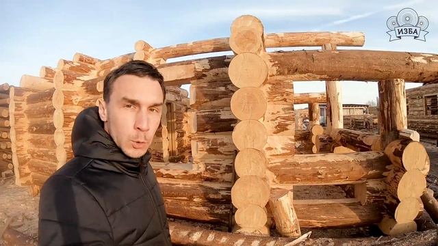 Сруб бани 6х9 из толстого бревна. Видеообзор смотреть онлайн