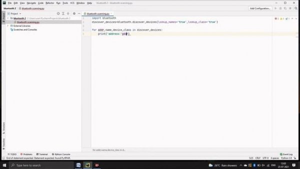 Bluetooth Scanning Using Python | Bluetooth Scanner with python project | python project
