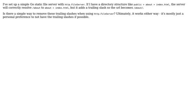 Remove trailing slash from urls - Go static server смотреть онлайн