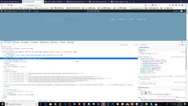 Add custom header option in customizer WordPress theme development tutorial Bangla Part-15 смотреть онлайн
