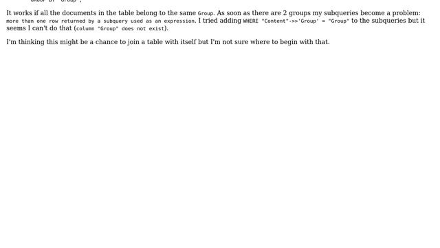 GROUP BY with subqueries for a Group? смотреть онлайн