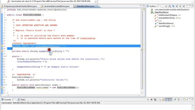 EXPLAIN STATIC BLOCK JAVA DEMO смотреть онлайн