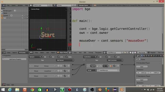 UPBGE - Simple, Python Main Menu in Blender смотреть онлайн