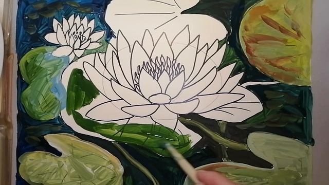 Рисуем белую кувшинку. Водяные лилии Клода Моне смотреть онлайн