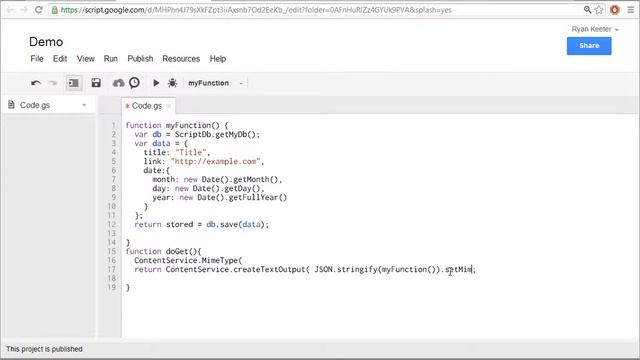 Google App Scripts - ScriptDb and Public Services смотреть онлайн