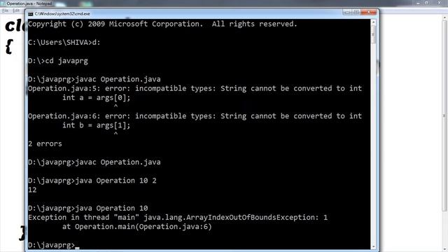 Unchecked Exception handling program example by COMMAND LINE INPUT in JAVA By SHIVA SIR смотреть онлайн