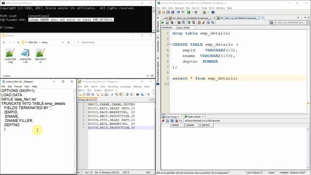 How to skip specific column and rows while loading the data using SQL Loader | SQL Loader in oracle смотреть онлайн