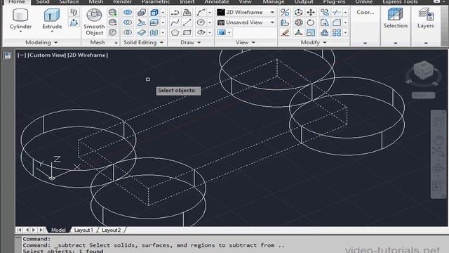 AutoCad 3d Modeling 22 ( Solid Subtract ) смотреть онлайн