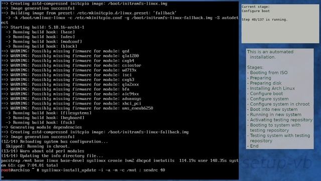 Arch Linux installation recording to kernel 5.19.1-arch2-1 (testing) смотреть онлайн