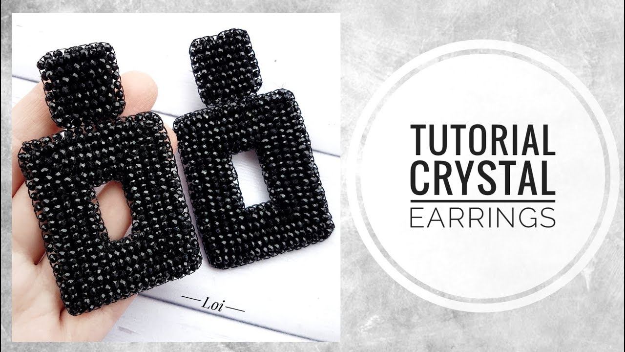 #МК - Прямоугольные серьги из хрусталя | #Tutorial - Rectangular earrings made of crystal смотреть онлайн