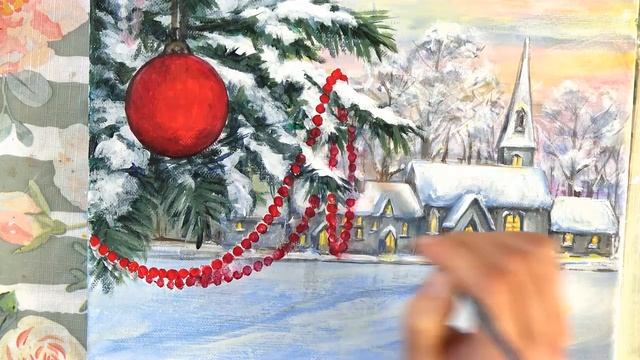 Snowy Christmas Painting?❄? / Snow Landscape / Winter Painting / STEP by STEP /Acrylic /MariArtHome смотреть онлайн
