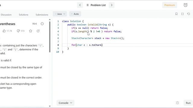 LeetCode Valid Parenthesis Java code using Stack (Interview Microsoft, Google, Facebook, Amazon) смотреть онлайн