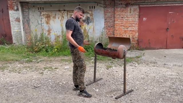 Мангал│Коптильня│Барбекю из ГАЗОВОГО баллона. Наша ВЕРСИЯ сборно-ПЕРЕНОСНОГО мангала. смотреть онлайн
