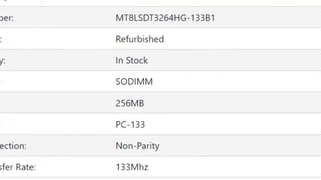 MT8LSDT3264HG-133B1 Micron 256MB SODIMM Non Parity PC 133 133Mhz Memory