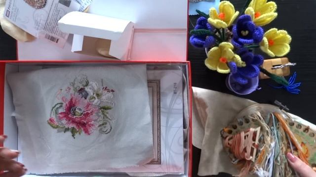 Вышивальный мартовский винегрет. Готовая вышивка