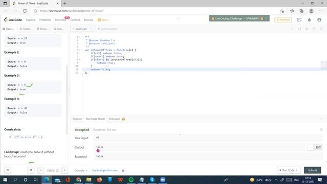 "Determining if a Number is a Power of Three in JavaScript (#leetcode #326)"||Hindi смотреть онлайн
