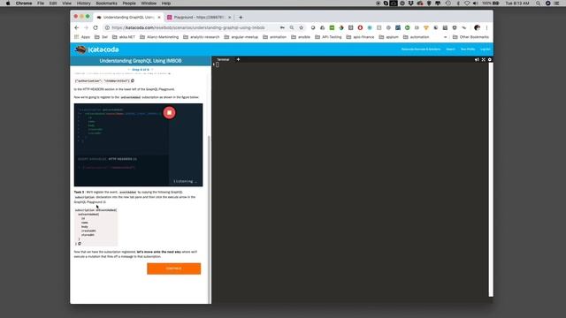 Learning GraphQL on Katacoda: Step 4 - Registering a Subscription смотреть онлайн