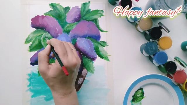 Сирень гуашью! Букет весны!!! смотреть онлайн