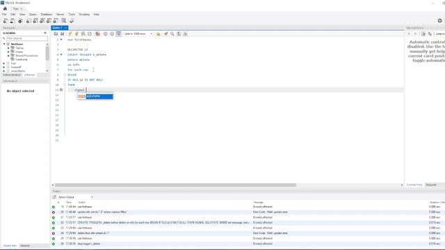 TRIGGER DELETE MySQL Workbench смотреть онлайн