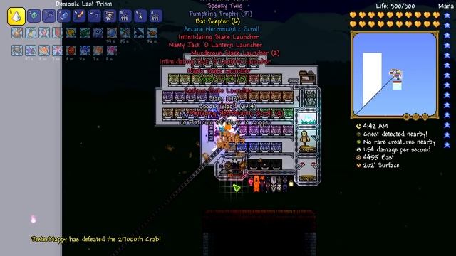 Terraria - Pumpkin Moon Final Wave at 8:06 pm, 255 Platinum Coins in a night (World Records) смотреть онлайн