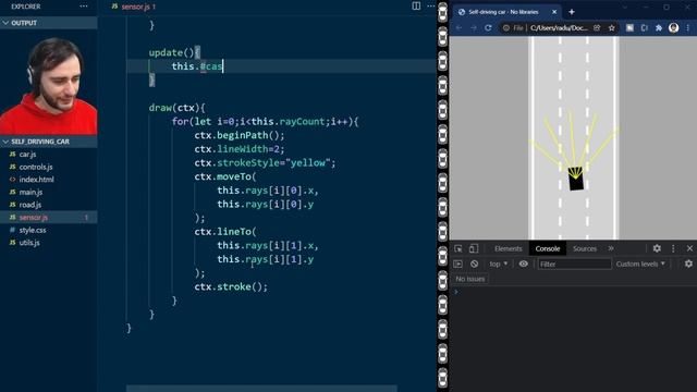 Self-driving car - No libraries - JavaScript course [Lecture 3] смотреть онлайн