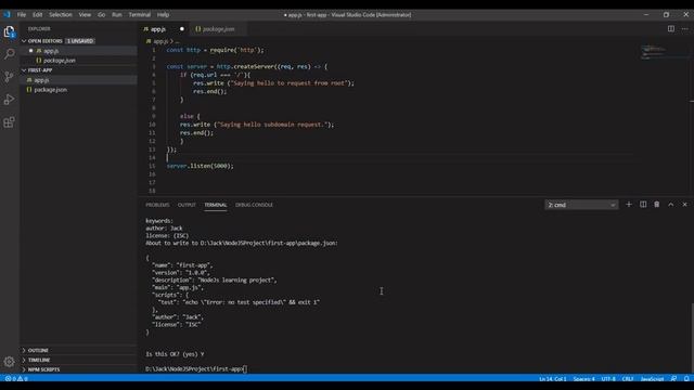 NodeJS Tutorial For Beginners in Hindi using VS Code Part 4 - Creating package.json file. смотреть онлайн