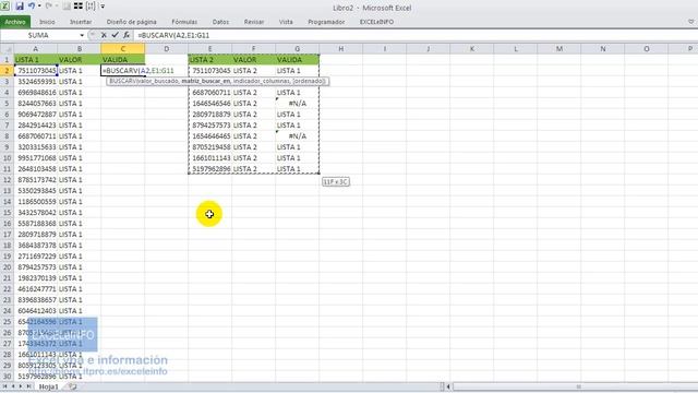 Comparar dos listas en Excel con BUSCARV смотреть онлайн