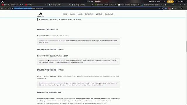 Instalar Drivers Nvidia + CUDA + VULKAN + VDPAU + NVENC - Arch Linux смотреть онлайн