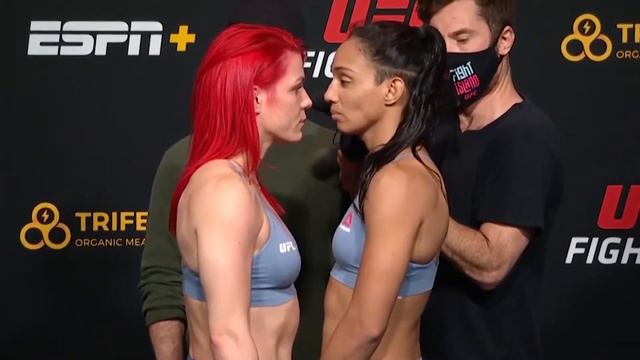Gillian Robertson vs. Taila Santos - Weigh-in Face-Off - (UFC Fight Night: Thompson vs. Neal) смотреть онлайн