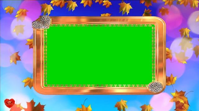 Футаж Рамка золотая осенние листья хромакей