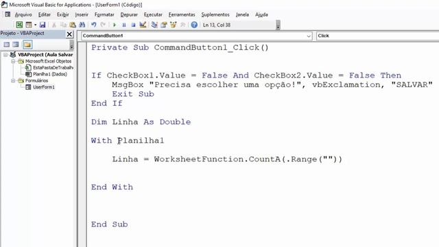 Salvar OPÇÃO MARCADA em CHECKBOX Excel VBA via CÓDIGOS смотреть онлайн