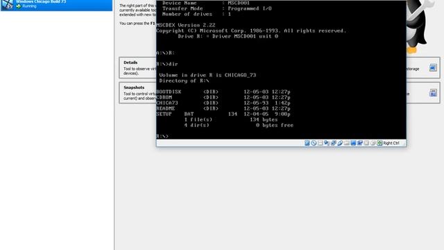 Installing Windows Chicago 73 in VirtualBox смотреть онлайн