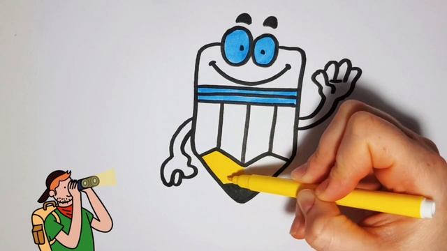 How to draw a cute pensil for kids | Как нарисовать милый карандаш для детей смотреть онлайн