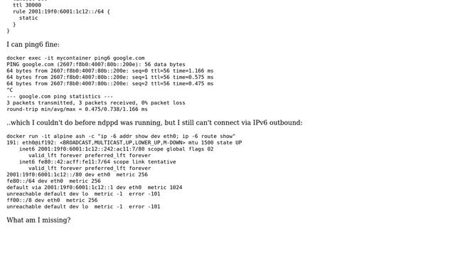 DevOps & SysAdmins: IPv6 Connectivity within Docker on a Vultr host with ndppd смотреть онлайн
