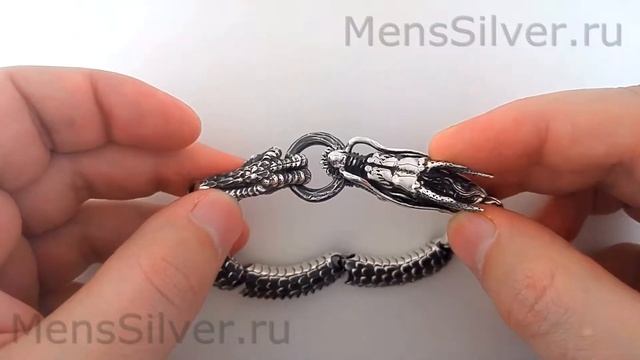 Массивный Крупный Мужской Браслет "Японский Дракон" Серебро 925 Пробы смотреть онлайн