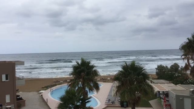 Крит, Агия Марина, август, море штормит. смотреть онлайн